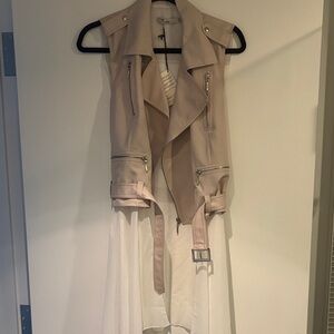 Women's Beige Sleeveless Jacket with Belt